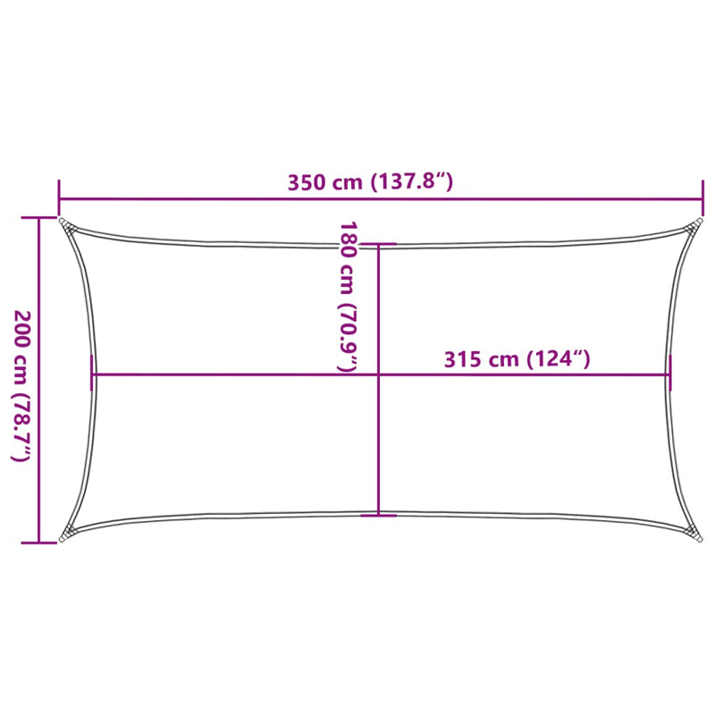 vidaXL krémszínű HDPE napvitorla 160 g/m² 2 x 3,5 m