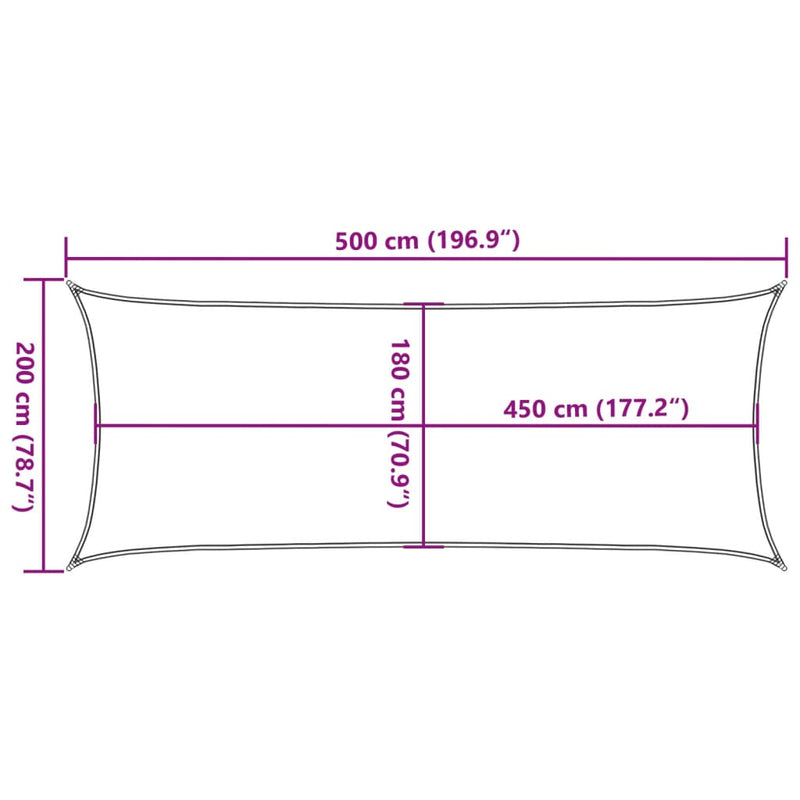 vidaXL krémszínű HDPE napvitorla 160 g/m² 2 x 5 m