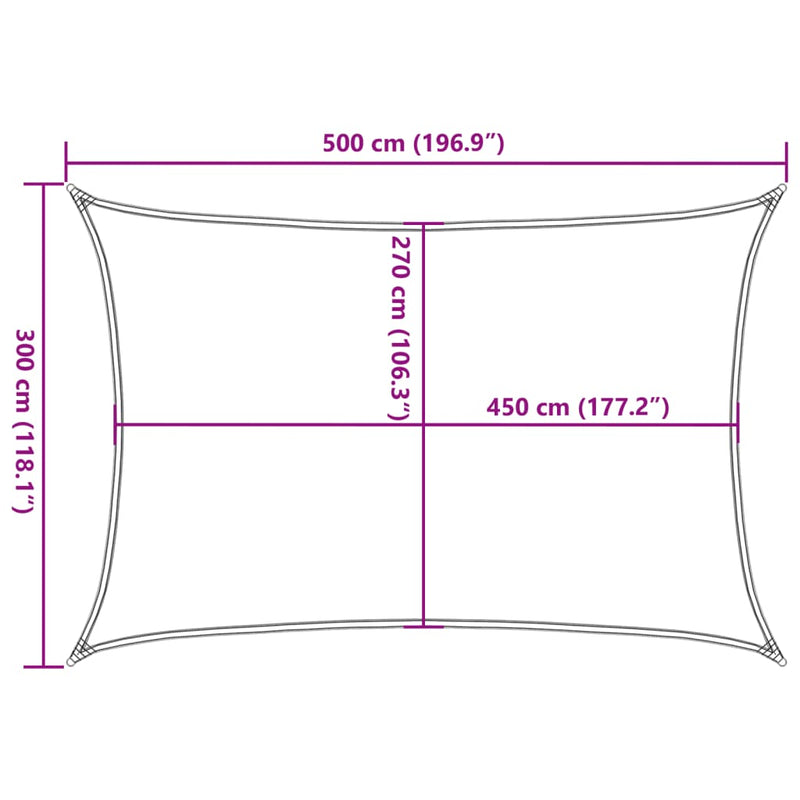 vidaXL krémszínű HDPE napvitorla 160 g/m² 3 x 5 m