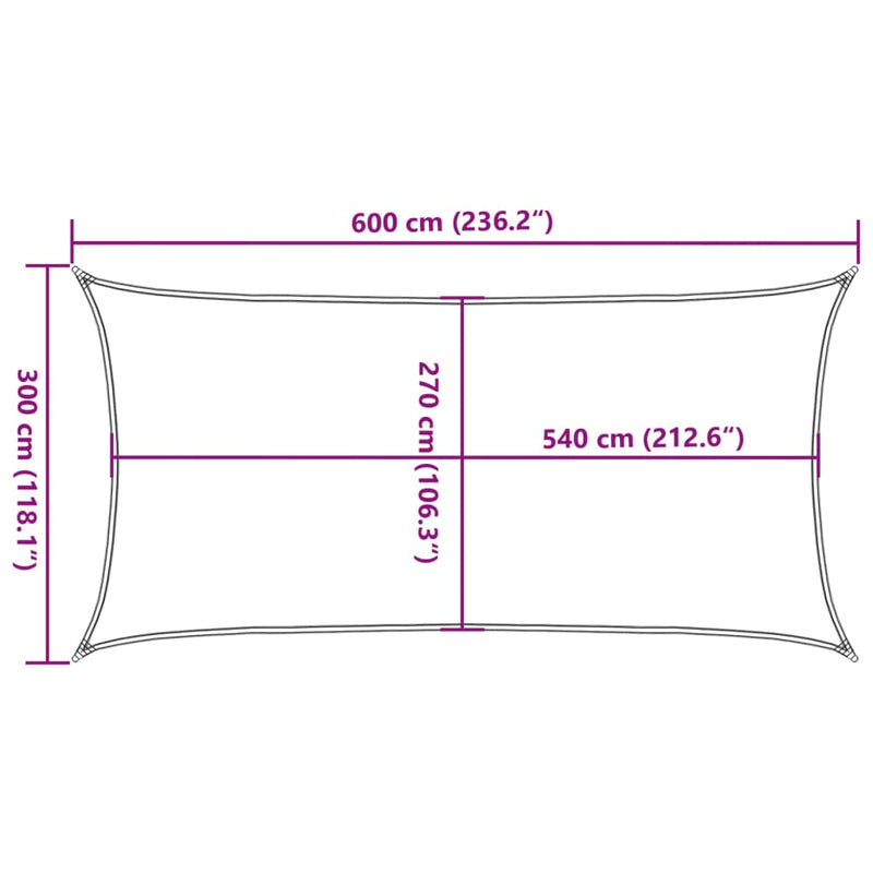 vidaXL krémszínű HDPE napvitorla 160 g/m² 3 x 6 m