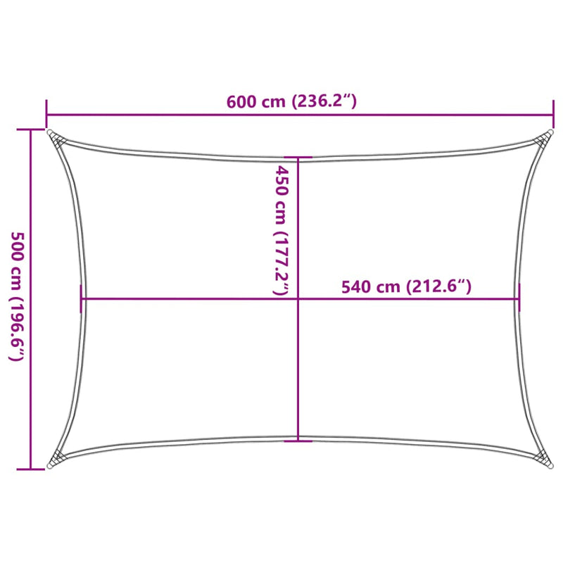 vidaXL krémszínű HDPE napvitorla 160 g/m² 5 x 6 m