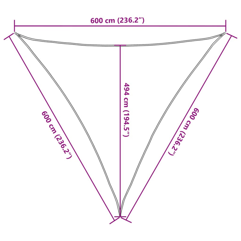 vidaXL krémszínű HDPE napvitorla 160 g/m² 6 x 6 x 6 m