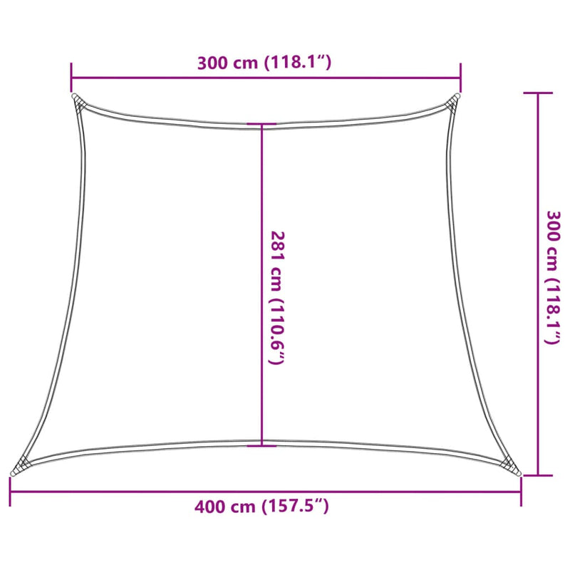 vidaXL krémszínű HDPE napvitorla 160 g/m² 3/4 x 3 m