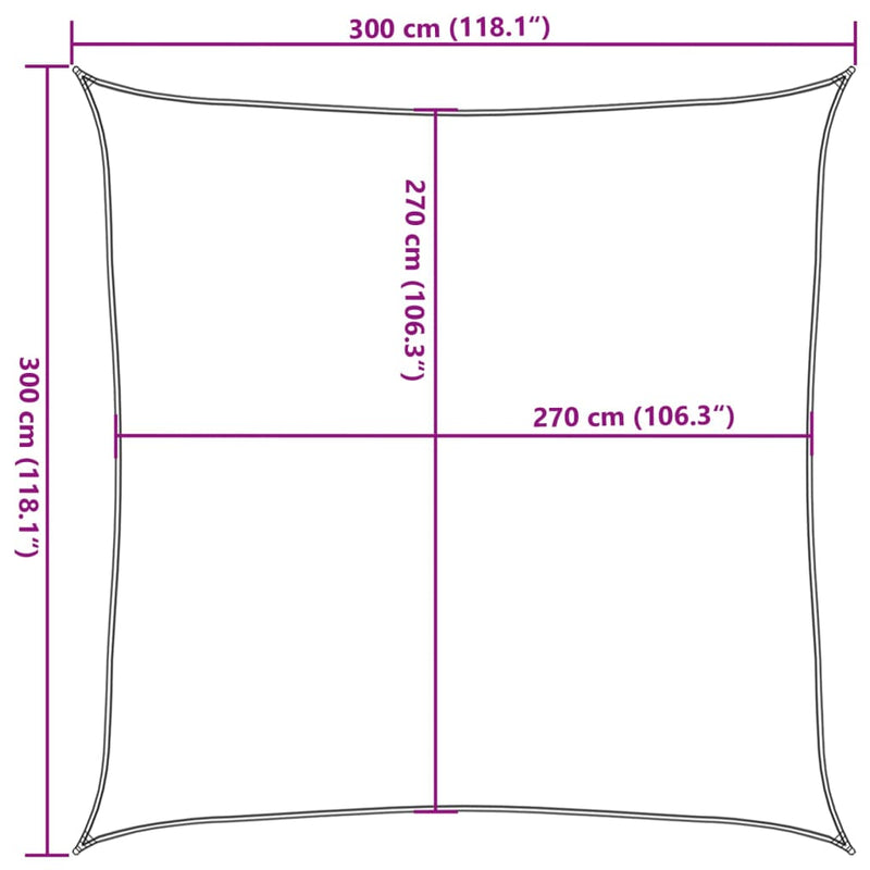 vidaXL fehér HDPE napvitorla 160 g/m² 3 x 3 m