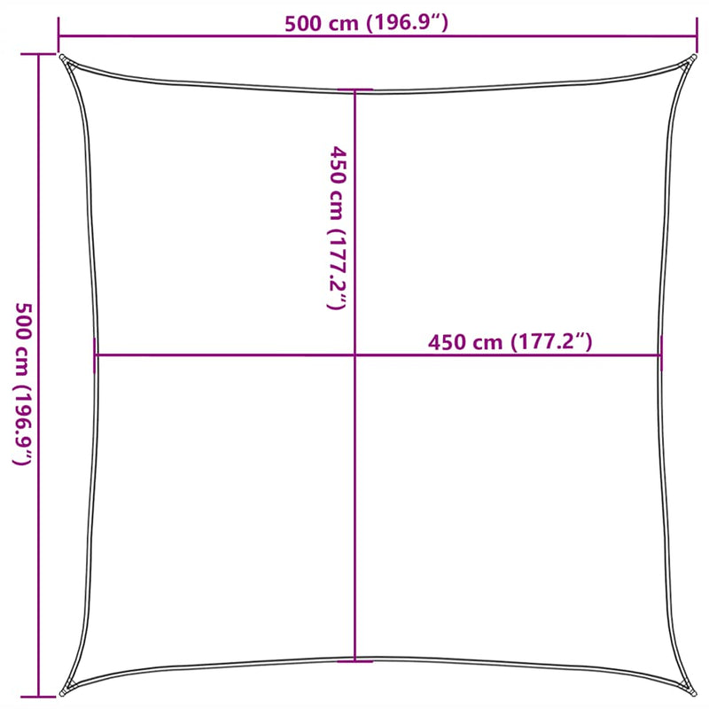 vidaXL fehér HDPE napvitorla 160 g/m² 5 x 5 m