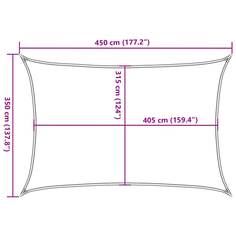 vidaXL fehér HDPE napvitorla 160 g/m² 3,5 x 4,5 m