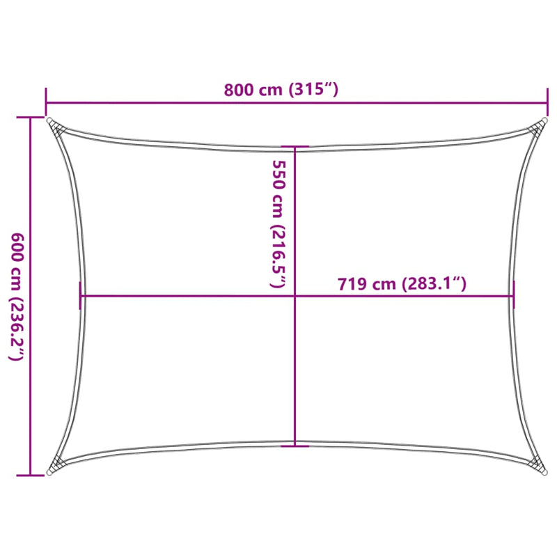 vidaXL fehér HDPE napvitorla 160 g/m² 6 x 8 m