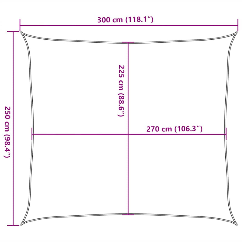 vidaXL világoszöld HDPE napvitorla 160 g/m² 2,5 x 3 m