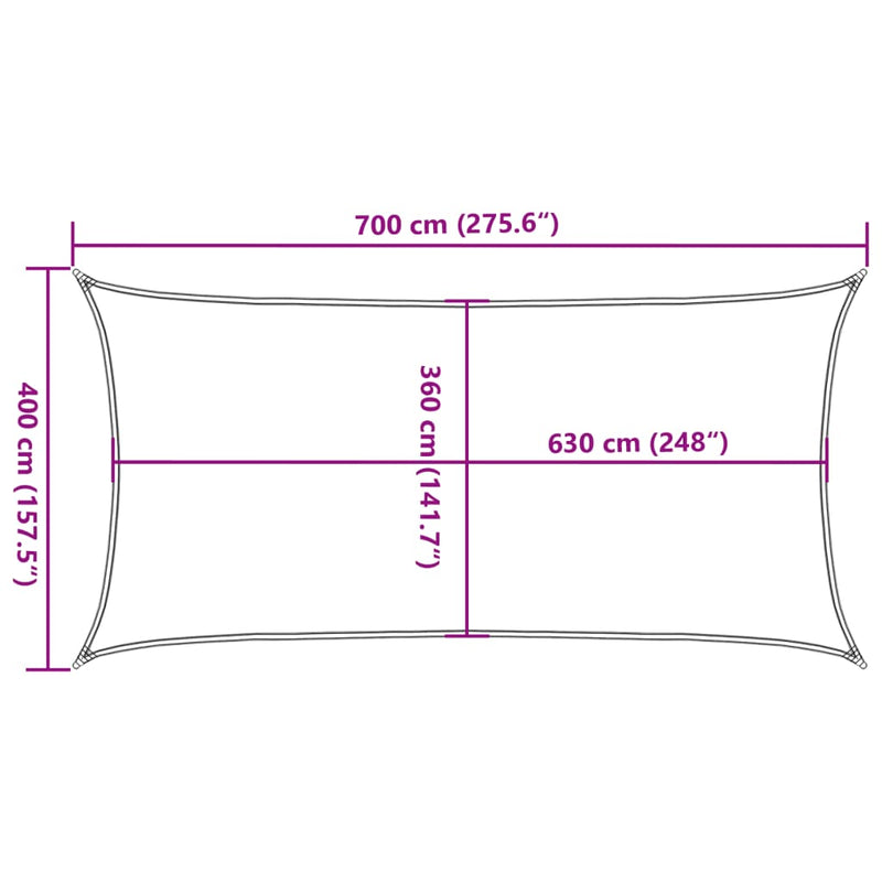 vidaXL világoszöld HDPE napvitorla 160 g/m² 4 x 7 m