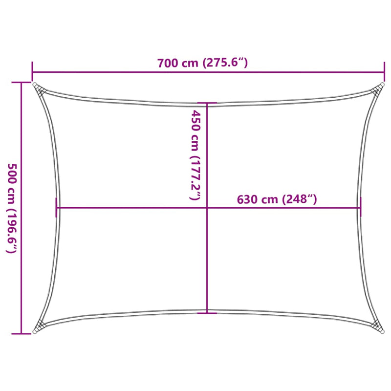 vidaXL világoszöld HDPE napvitorla 160 g/m² 5 x 7 m