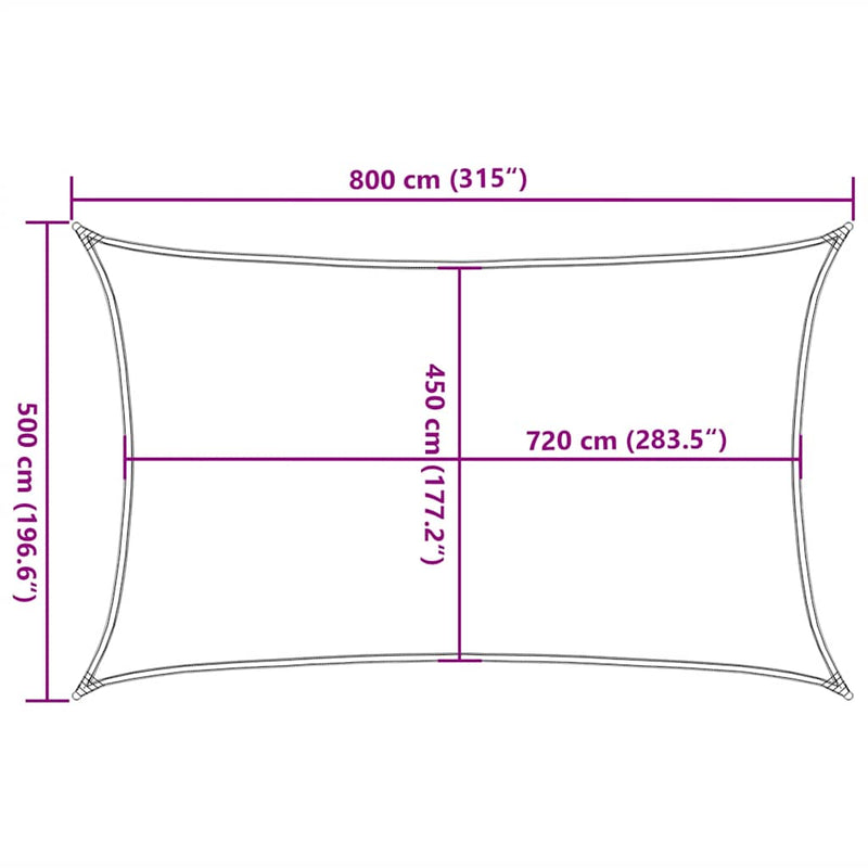 vidaXL világoszöld HDPE napvitorla 160 g/m² 5 x 8 m