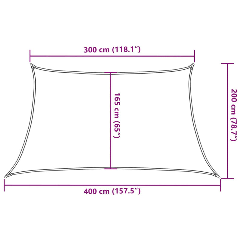 vidaXL világoszöld HDPE napvitorla 160 g/m² 3/4 x 2 m