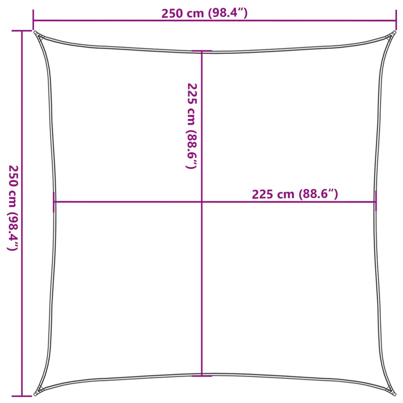 vidaXL terrakotta HDPE napvitorla 160 g/m² 2,5x2,5 m