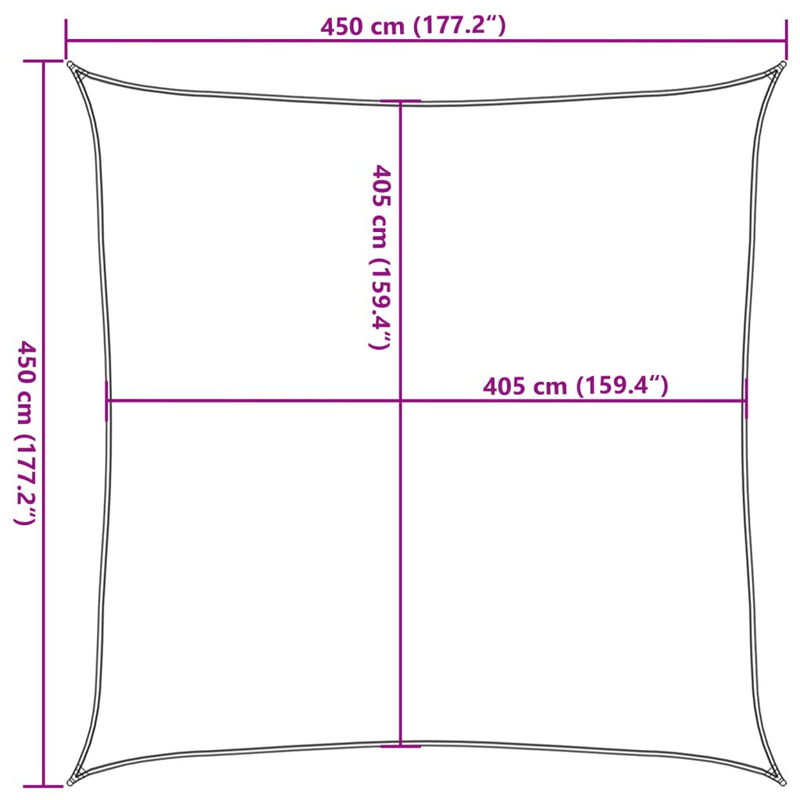 vidaXL terrakotta HDPE napvitorla 160 g/m² 4,5x4,5 m