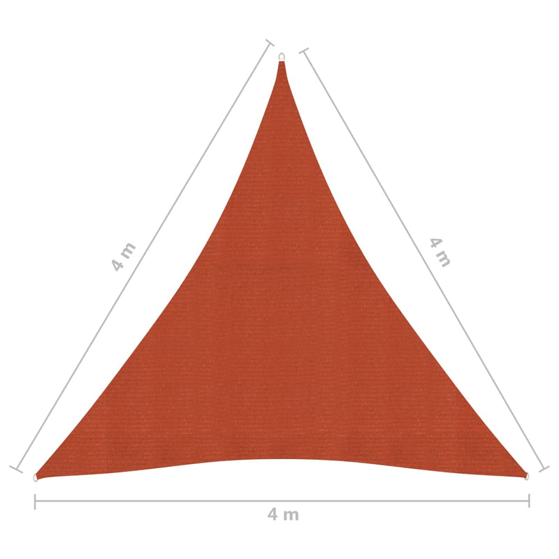 vidaXL terrakotta HDPE napvitorla 160 g/m² 4 x 4 x 4 m