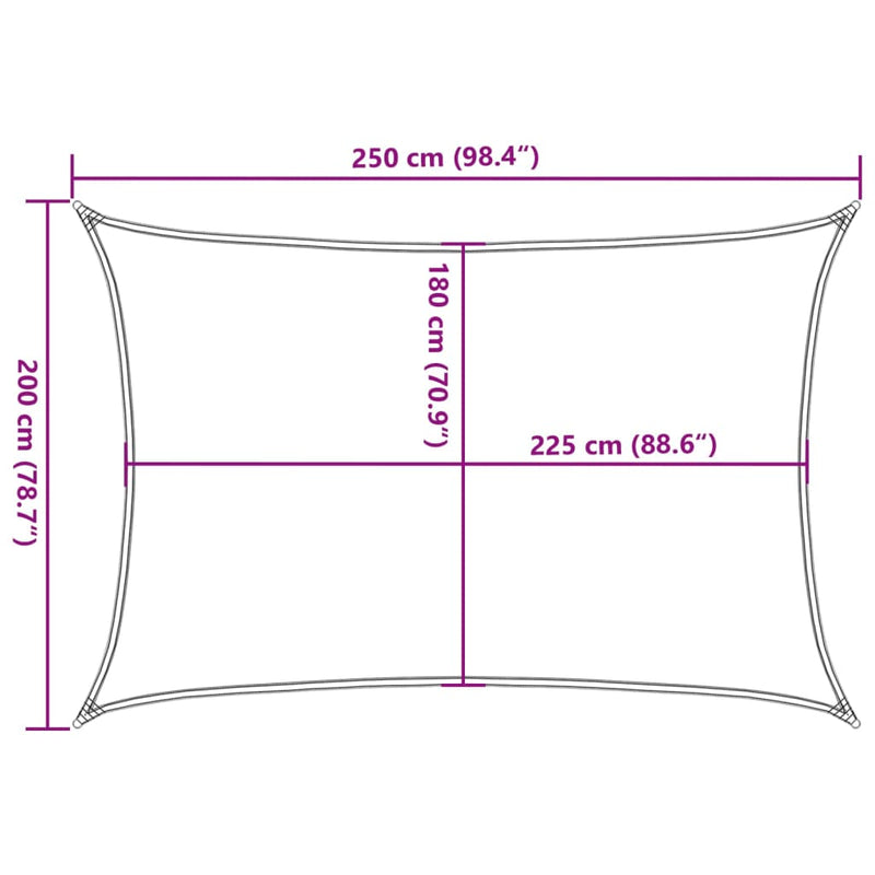 vidaXL tópszínű HDPE napvitorla 160 g/m² 2 x 2,5 m