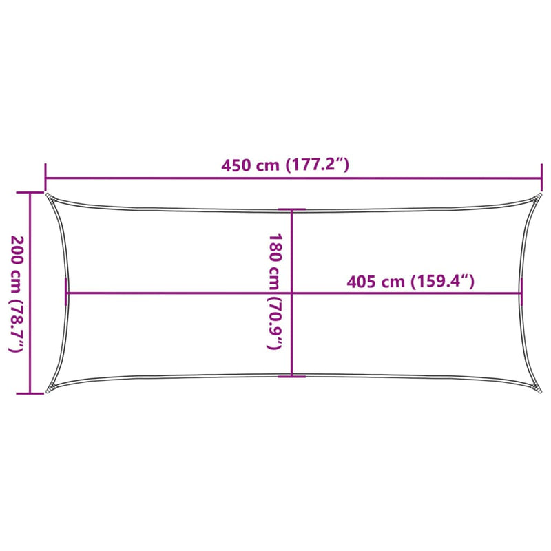 vidaXL tópszínű HDPE napvitorla 160 g/m² 2 x 4,5 m