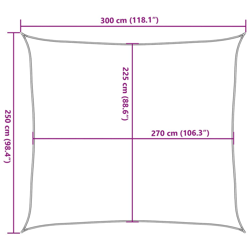 vidaXL tópszínű HDPE napvitorla 160 g/m² 2,5 x 3 m