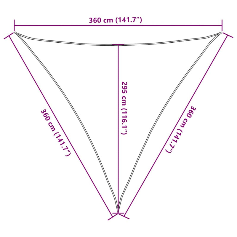 vidaXL tópszínű HDPE napvitorla 160 g/m² 3,6 x 3,6 x 3,6 m