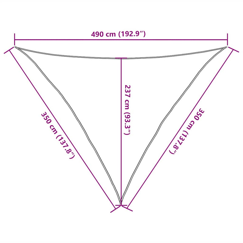 vidaXL tópszínű HDPE napvitorla 160 g/m² 3,5 x 3,5 x 4,9 m