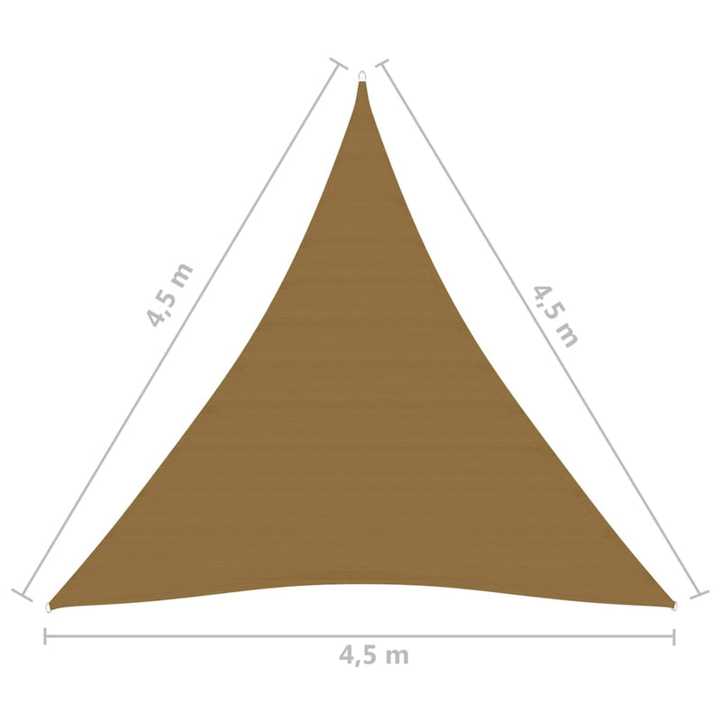 vidaXL tópszínű HDPE napvitorla 160 g/m² 4,5 x 4,5 x 4,5 m