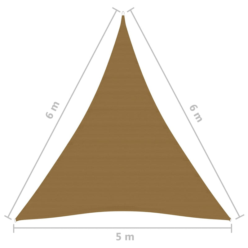 vidaXL tópszínű HDPE napvitorla 160 g/m² 5 x 6 x 6 m