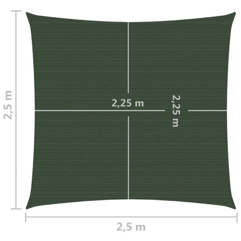 vidaXL sötétzöld HDPE napvitorla 160 g/m² 2,5 x 2,5 m