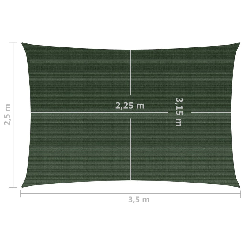 vidaXL sötétzöld HDPE napvitorla 160 g/m² 2,5 x 3,5 m