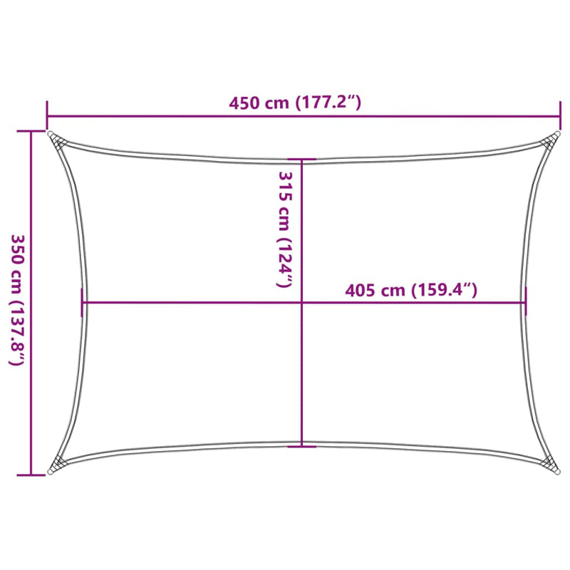 vidaXL sötétzöld HDPE napvitorla 160 g/m² 3,5 x 4,5 m