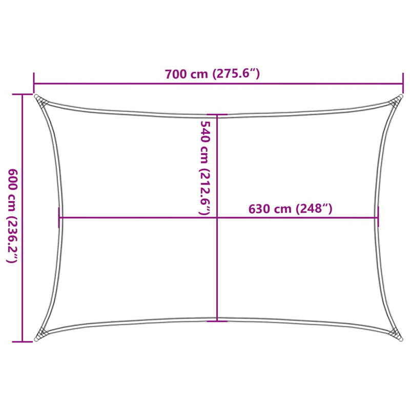 vidaXL sötétzöld HDPE napvitorla 160 g/m² 6 x 7 m