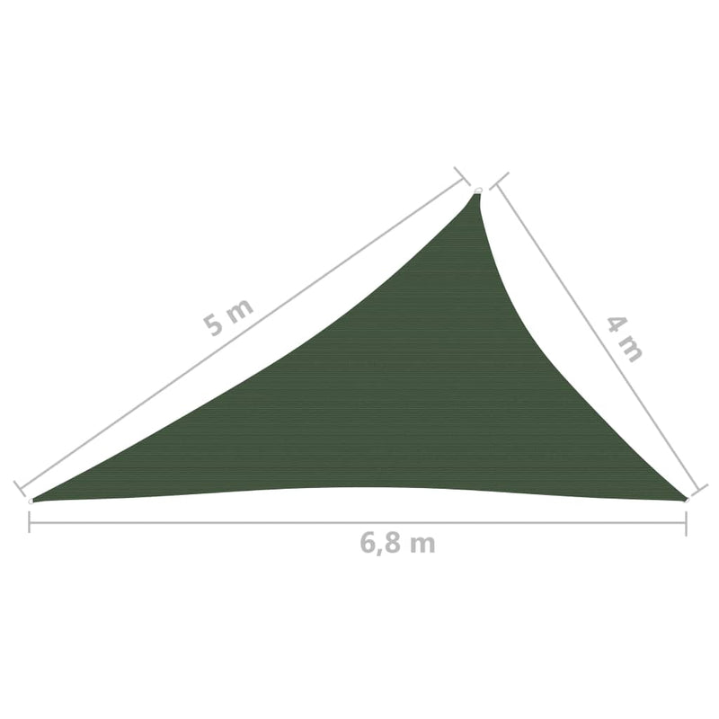 vidaXL sötétzöld HDPE napvitorla 160 g/m² 4 x 5 x 6,8 m