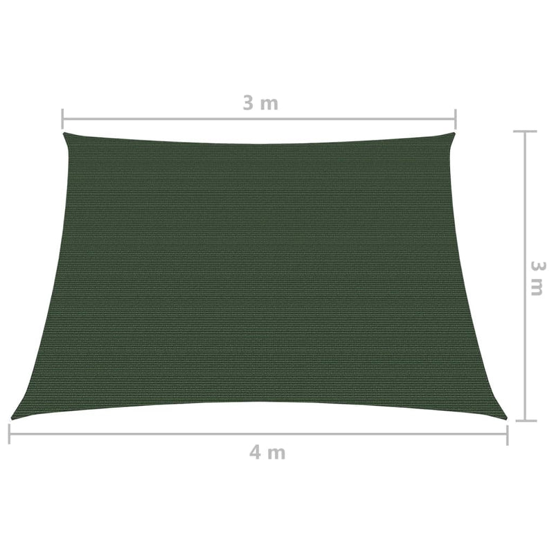 vidaXL sötétzöld HDPE napvitorla 160 g/m² 3/4 x 3 m