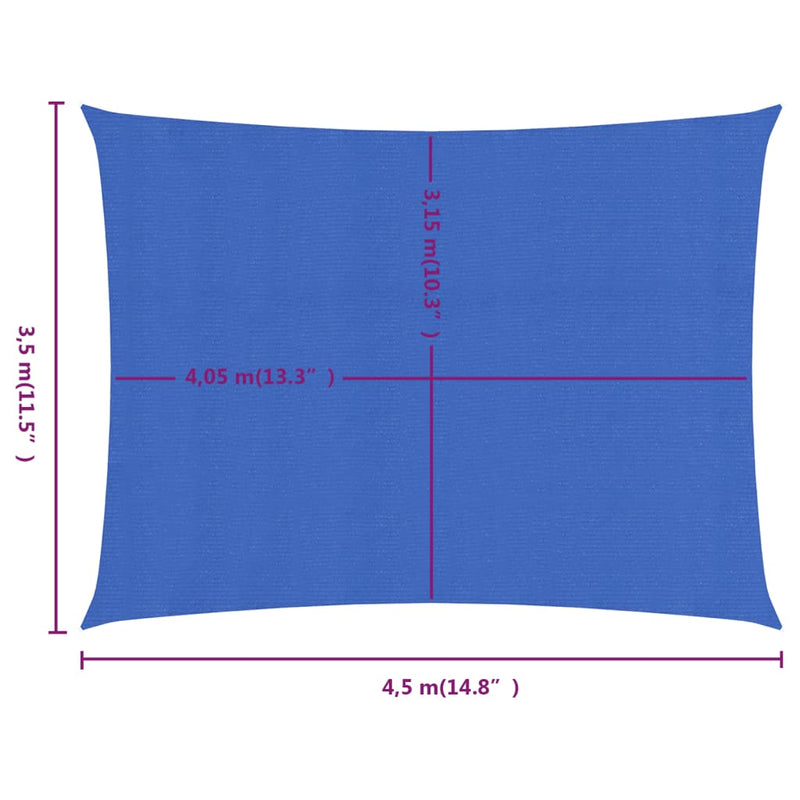 vidaXL kék négyszögletű HDPE napvitorla 160 g/m² 2,5x5 m