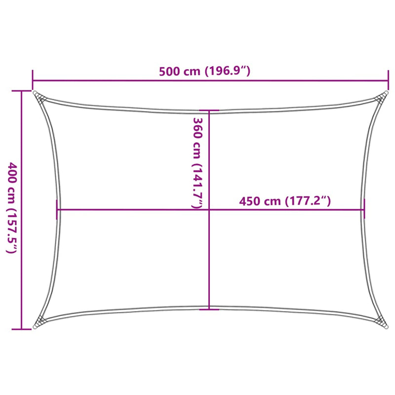 vidaXL kék négyszögletű HDPE napvitorla 160 g/m² 4x5 m