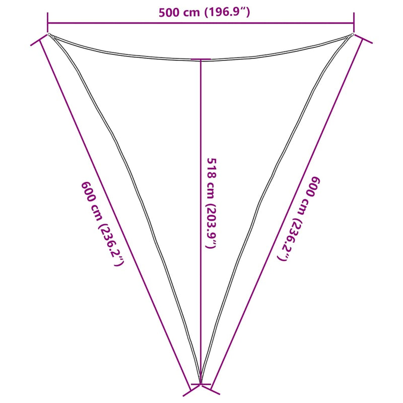vidaXL kék háromszög alakú HDPE napvitorla 160 g/m² 5x6x6 m