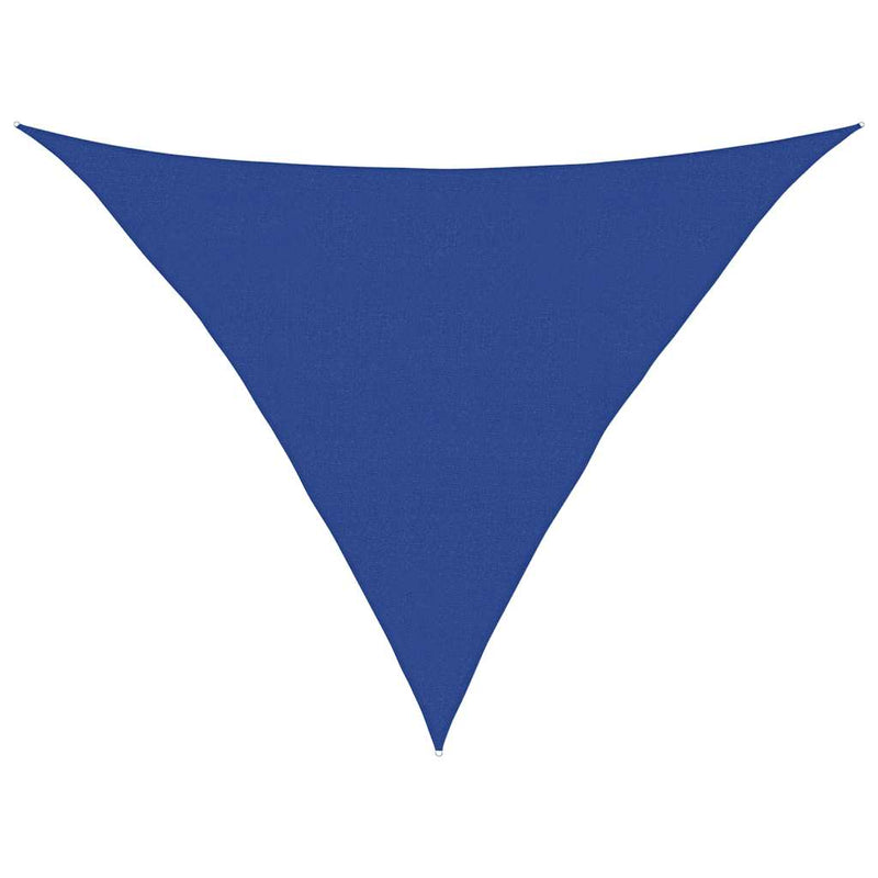 vidaXL kék háromszög alakú HDPE napvitorla 160 g/m² 5x5x6 m