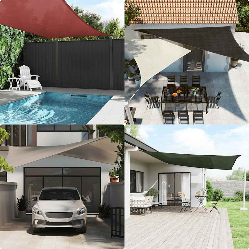 vidaXL kék háromszög alakú HDPE napvitorla 160 g/m² 4x5x6,8 m