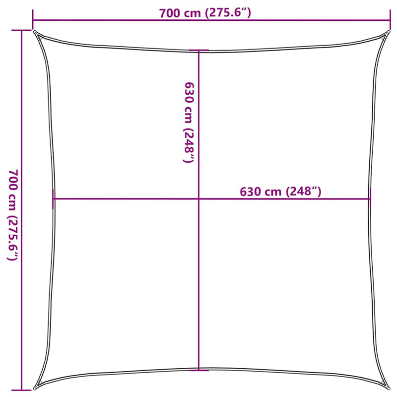 vidaXL sárga négyzet alakú HDPE napvitorla 160 g/m² 7x7 m