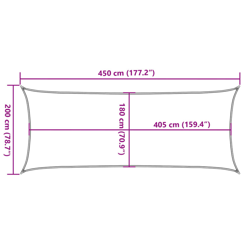 vidaXL sárga négyszögletű HDPE napvitorla 160 g/m² 2x4,5 m