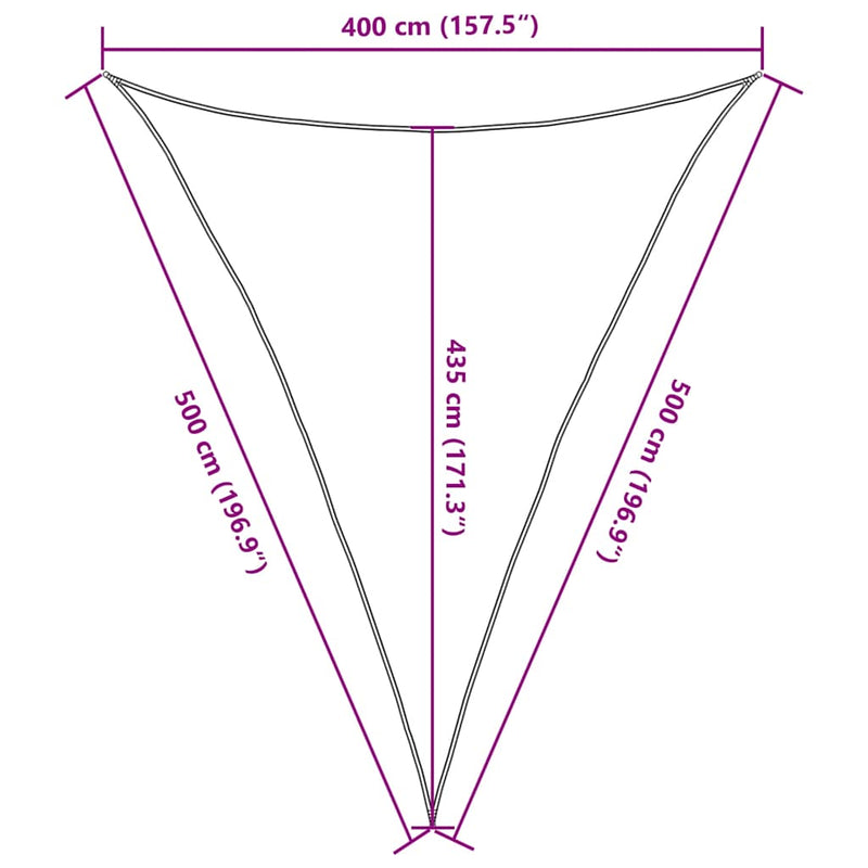 vidaXL sárga háromszög alakú HDPE napvitorla 160 g/m² 4x5x5 m