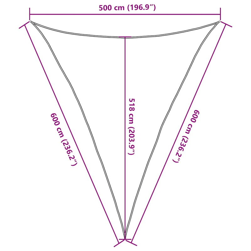 vidaXL sárga háromszög alakú HDPE napvitorla 160 g/m² 5x6x6 m
