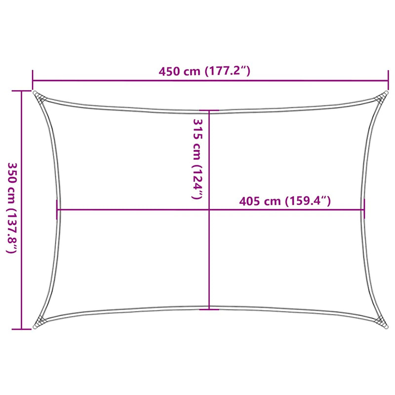 vidaXL piros HDPE napvitorla 160 g/m² 3,5 x 4,5 m