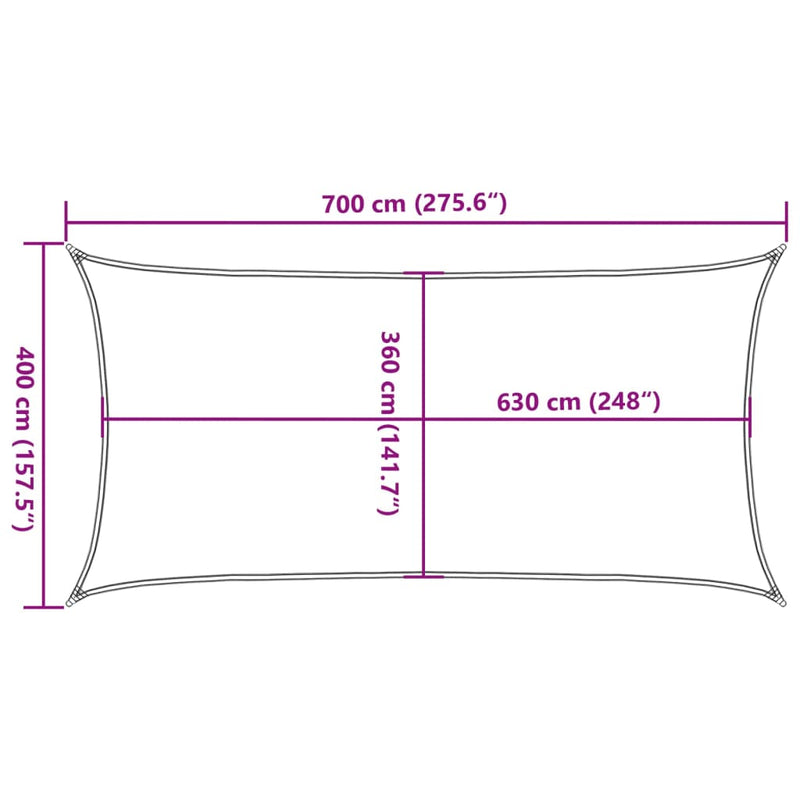 vidaXL piros HDPE napvitorla 160 g/m² 4 x 7 m