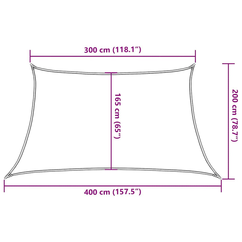 vidaXL piros HDPE napvitorla 160 g/m² 3/4 x 2