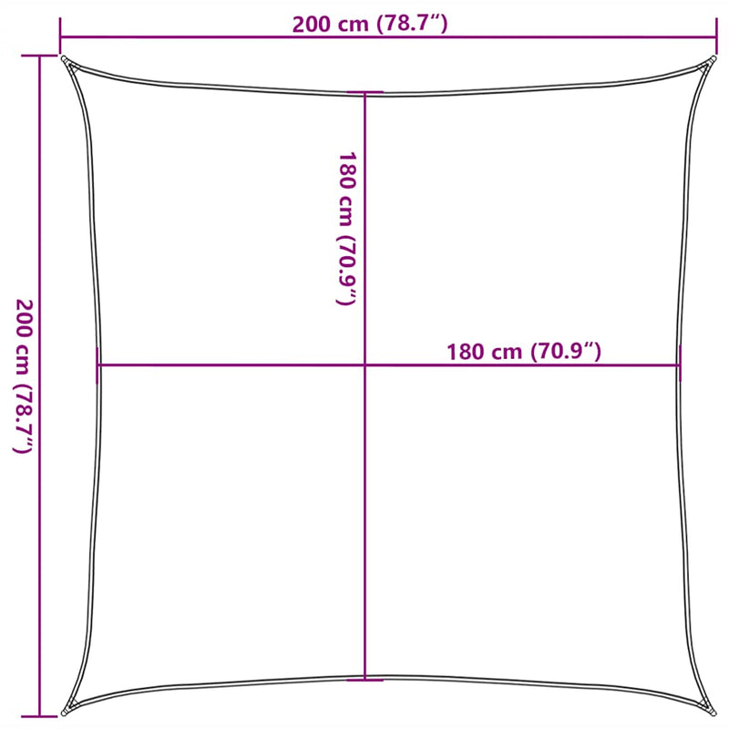 vidaXL narancssárga HDPE napvitorla 160 g/m² 2 x 2 m