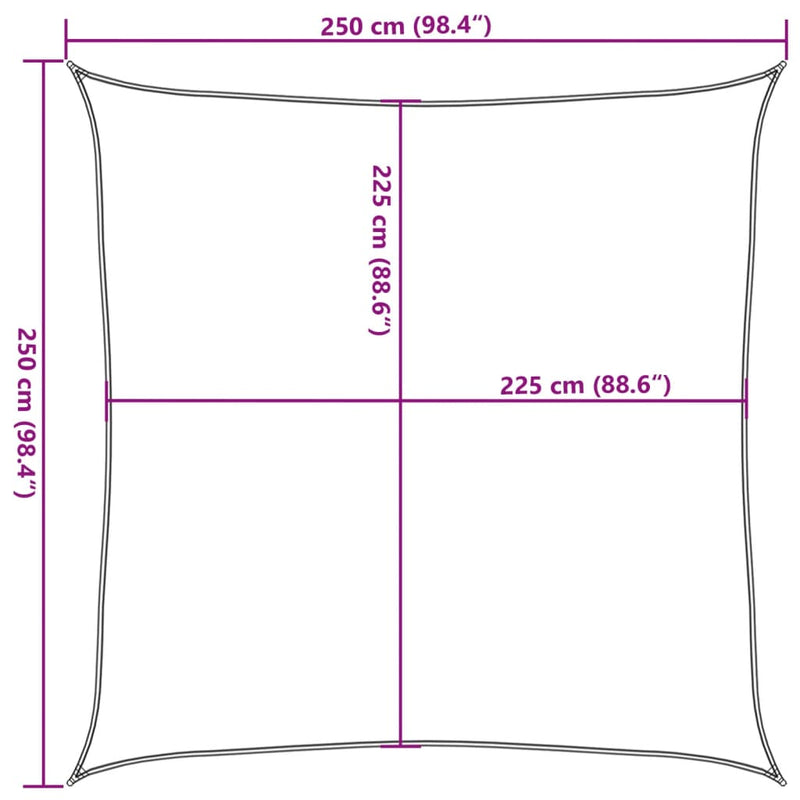 vidaXL narancssárga HDPE napvitorla 160 g/m² 2,5 x 2,5 m