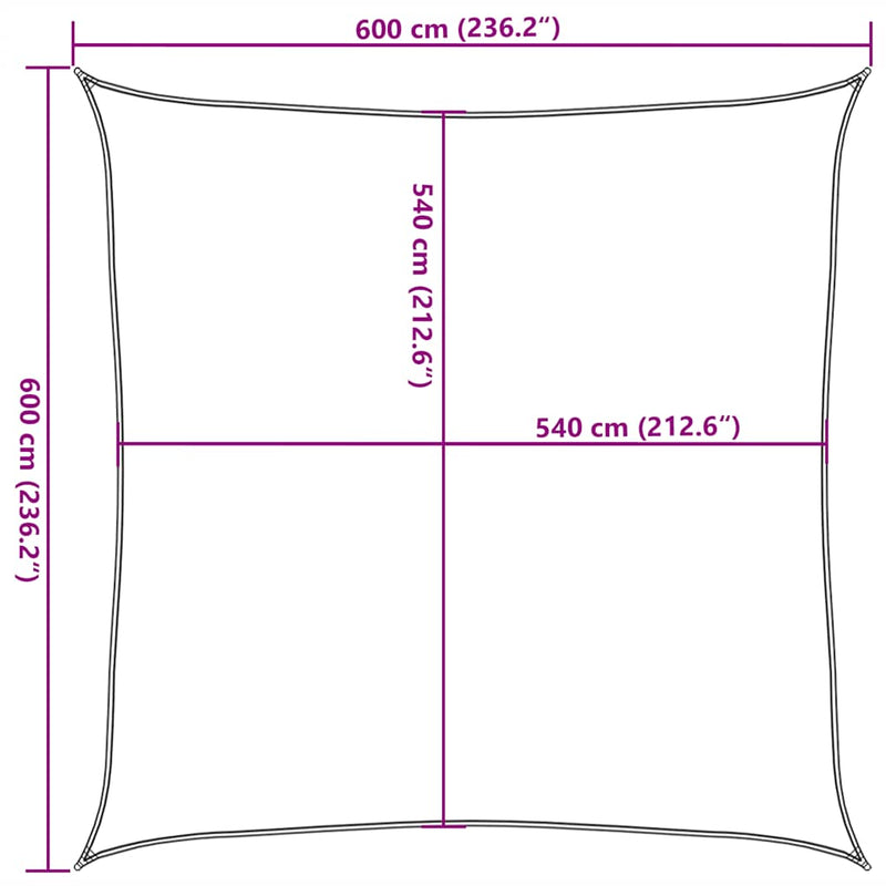vidaXL bézs négyszögű HDPE napvitorla 160 g/m² 6 x 6 m