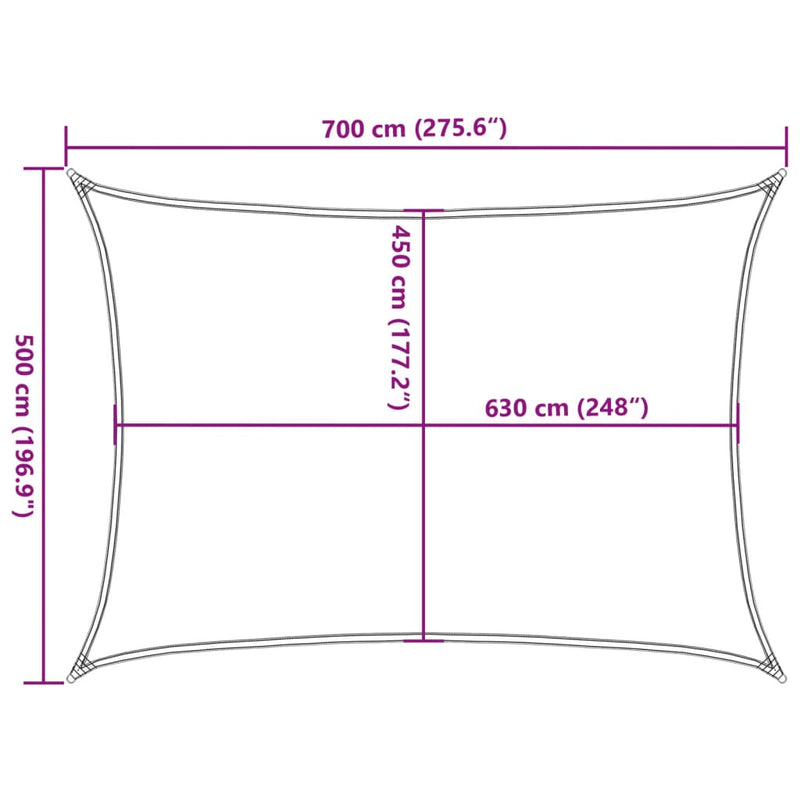 vidaXL narancssárga négyszögletű HDPE napvitorla 160 g/m² 5x7 m