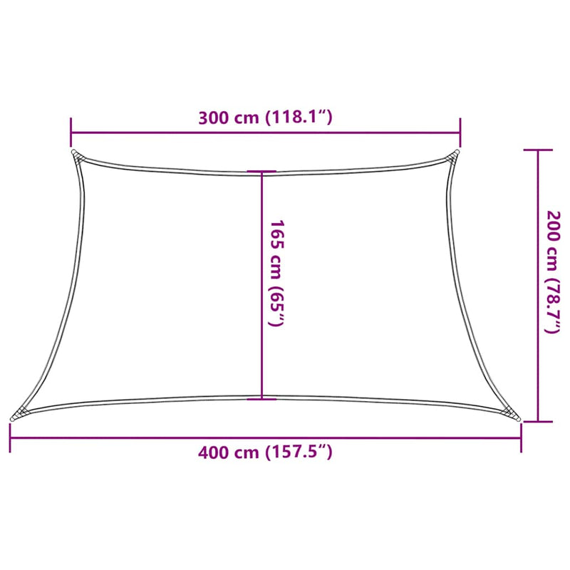 vidaXL narancssárga trapéz alakú HDPE napvitorla 160 g/m² 3/4 x 2 m