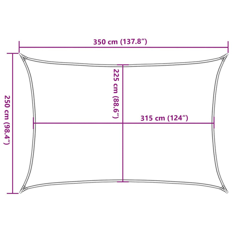 vidaXL fekete HDPE napvitorla 160 g/m² 2,5 x 3,5 m